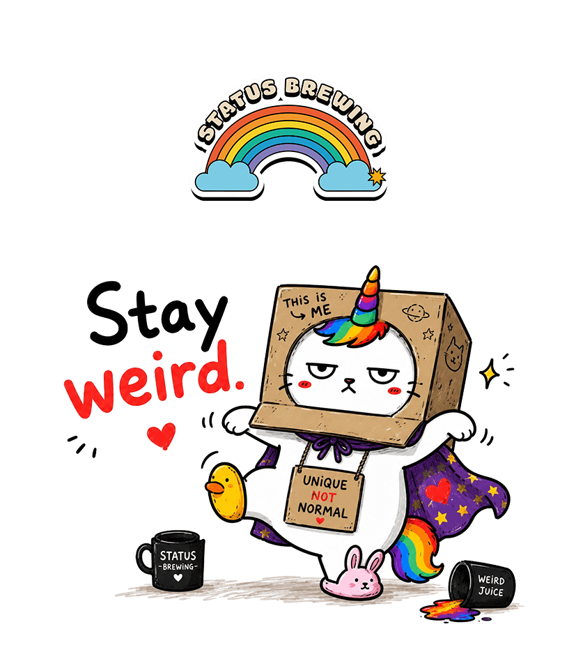 Status Brewing Stay Weird 活動中嘅 UNI 角色插畫